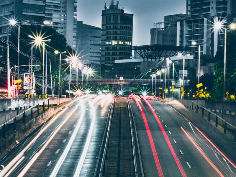 Busy Highway at Night